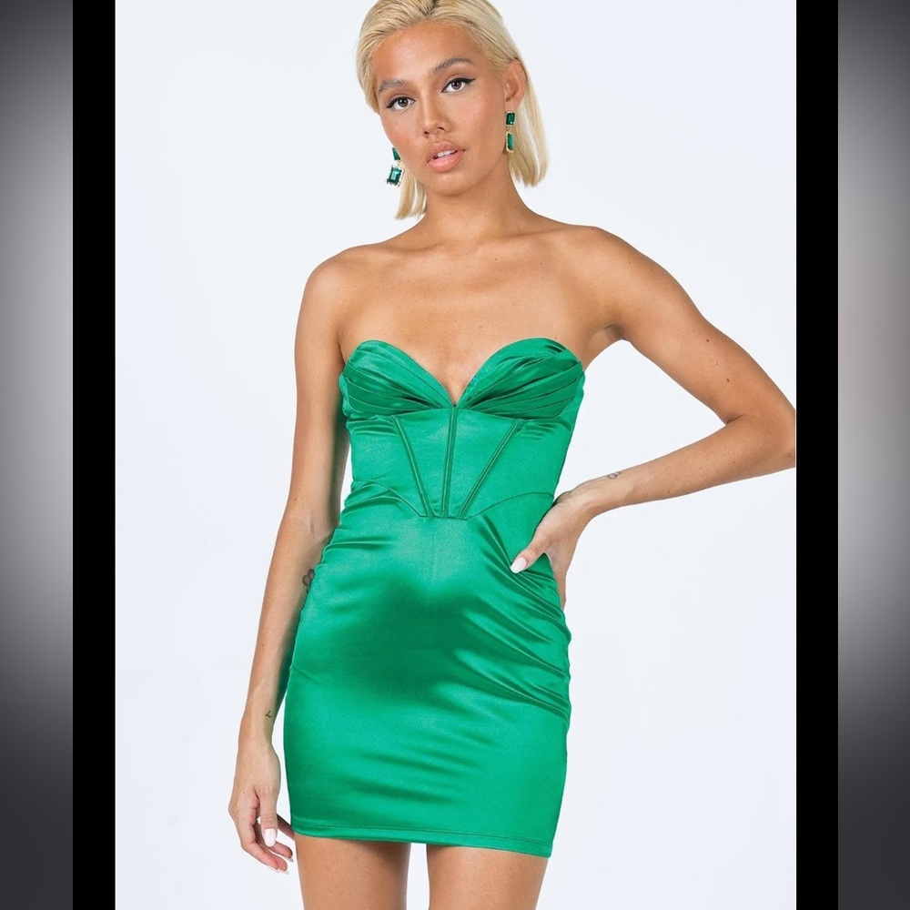 Princess Polly mini corset dress green